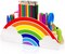 Wooden Pen Holder & Pencil Holders - Rainbow Supply Caddy Phone Holder Desk Organizer for Office Supplies Makeup Brush Classroom Organization for Women & Kids